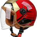 Youth & Kids Gift Retro Electric Motorcycle 3/4 Half Helmet,Toddler Cute 3/4 Open Face Motorcycle Half Helmet,DOT Approved,Boys Girls Go-Kart Dirt-Bike Street Scooter Vespa ATV Helmet(Red)