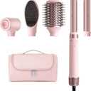 MESCOMB Dual Voltage Hot Air Styler Wrap - 5 in 1 Hair Dryer Brush with Fast Drying Blow Dryer, Styling, Straightening & Volumizing with Travel Bag (100V240V) -Pink