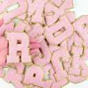 Morcheiong 26Pcs 3.14 Inch Large Chenille Letter Patches A-Z Self Adhesive, Chenille Letters for Clothing, Letters Patches for Fabric (Light Pink)
