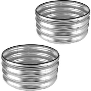 JERIA Raised Garden Bed,Galvanized Raised 2 PCS 221ft Planter Boxes Outdoor with Easy Assembly, Round Garden Bed for Vegetables, Fruits, Flowers
