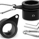 Anovo Flag Pole Rings, Aluminum Alloy Flagpole Rings 360 Rotating Anti Wrap Flag Mounting Ring, Spinning Flag Pole Clips with Carabiner for 0.75-1.02 Inch Diameter- Pack of 2 (Black)