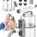 Dog Vacuum Grooming Kit for Shedding: Professional Hair Clippers Pet Groomer - Strong Suction Cleaner Deshedding Tool Fur Brush Attachment Trimmer for Home Cat (Pale White)