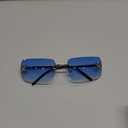 knliwkm Rimless Rectangle Y2k Sunglasses for Women Men Cute Small Clear Frameless Tinted Lens 2000S Fashion Shades Butterfly (Silver, Gradient Blue)