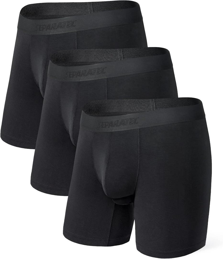 Separatec Mens Underwear with Pouch Moisture Wicking Rayon Made From Bamboo Underwear Men Breathable Boxer Briefs 3 or 6 Pack