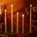 Rossesay 24 Pcs Flameless LED Taper Candles Battery Operated Candles 8.58'', 9.69'', 10.98'', 12.91'', 12.8'' Flameless Candlesticks Flickering for Halloween Christmas Church Wedding(White)