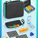 Monthly Pill Organizer 2 Times a Day, with Portable Hard Shell, Pill Cutter, 31-Day Box, Plastic Opening Pick, Monthly & Weekly Stickers, Convenient Medication Management (Black, 2 Times a Day)