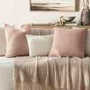 Foindtower Decorative Textured Boucle Throw Pillow Covers Accent Solid Pillow Cases Neutral Soft Cozy Couch Cushion Case for Chair Sofa Bedroom Living Room Home Decor 26x26 Inch,1PC,Light Pink