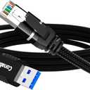 USB to Ethernet Cable 6 FT, USB 3.0 Type A to RJ45 Cable, USB to Network Internet LAN Adapter, Gigabit, Directly Connected, Aluminum, Braided, Compatible with Laptop, PC, Switch and More