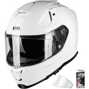 LEM Motorcycle Helmets Full Face for Men, Motorcycle Helmet for Adults, DOT Certified, PINLOCK & DVS Dual Vision, Motorcycle Street Bike Helmet, Bluetooth Speaker Pockets (White X-Large) VZN FP09 (White, XL)