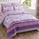Luxury Home Collection 7 Piece Full Size Comforter Set for Girls/ Teens Unicorn Castle Rainbow Clouds Moon Shining Stars Lavender Pink Blue Yellow (Full Comforter)