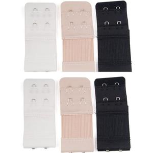 6 x 6pcs Women Ladies Soft Comfortable Back Bra 2 Hooks / 3 Hooks / 4 Hooks Band Extension Strap Extender, White/Black/Khaki