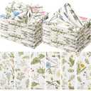 Funnymoom 24 Pcs Herbs and Wild Flowers Cloth Napkins Floral Plants Reusable Napkins Country French Toile Dinner Soft Absorbent for Summer Holiday Party