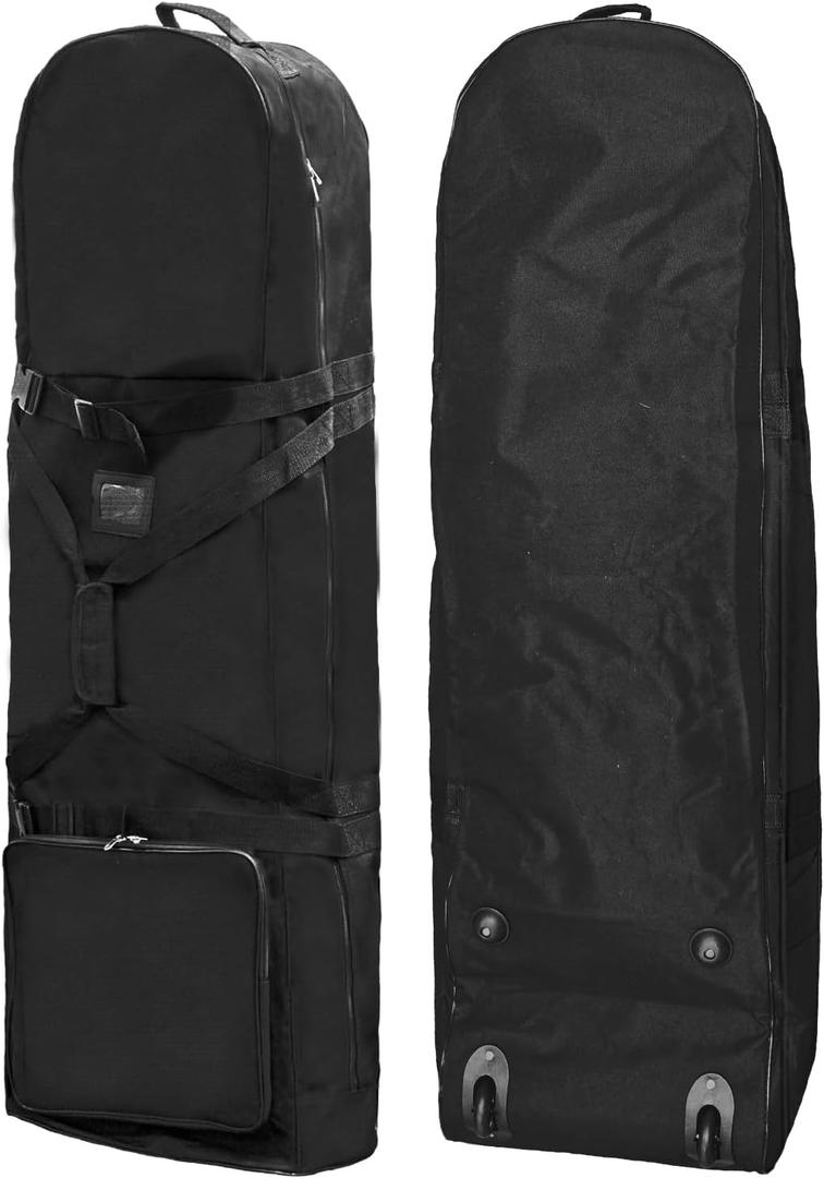 Outdoors Golf Travel Bag, Detachable Shoulder Straps and Rubber WheelsSoft Foldable Golf Club Travel Covers, 900D Heavy Duty Oxford -Universal Size