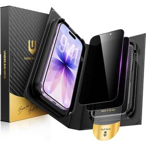 UNBREAKcable Privacy Screen Protector for iPhone 17, Auto Dust-Elimination Kit, 28 Anti-Spy Shatterproof Tempered Glass, Bubble-Free Easy Install, 9H Full Coverage Film - 2 Pack