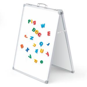 Lincia 24 x 18 Inch Portable Dry Erase Board with Stand, Foldable White Board Double Sided Whiteboard Easel, Silver Aluminum Frame with Metal Handle for Office Home School Teaching Demonstration