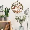 XPH Vintage Christmas Winter Village Round Wall Art Framed, Rustic Winter Snowy Circle Wall Decor, Cozy Christmas Landscape Hanging Canvas Prints for Home Bedroom Living Room Decoration, 10x10 Inch