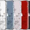 LUHOURI for iPhone 15 Plus Case with Screen Protector - Crystal Acrylic Clear - Fashionable Pattern Design -Wireless Charging -Slim Fit Protective Phone Cover for Women Girls,Elegant Small Flowers