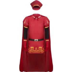 Men Costume Hat Outfits Red Cloak Top Robe Cape Headwear Halloween Cosplay Fancy Dress Clothes Full Set (X-Large)