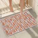 HDFK Bath Mat & Bathroom Rugs, Soft Chenille Area Rug Absorbent, Non Slip Machine Washable Carpet with Rubber Base, Vertical Weave for Living Room Floor Bedroom Sofa (32x24 Inch, Orange and White)​