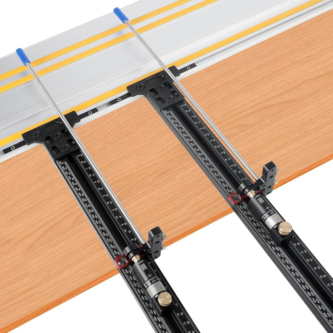 Track Saw Parallel Guide System with Micro-Adjustable Flip Stop & Zero Calibration  Repeatability for Rip Cuts, Compatible with Fes-tool, Ma-kita, Milw-aukee Track Rails