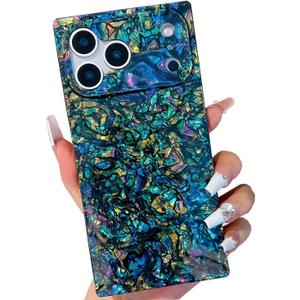 Cute Compatible with iPhone 17 Pro Case 6.3 Inch,Sparkle Luxury Glitter Colorful Shell Rectangle Cases for Women,Girly Bling Slim Soft TPU Shockproof Protective Cover(Black Shell)