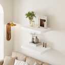 24" Extra Deep Floating Shelves, Set of 2, White Finish