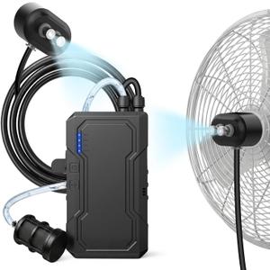 Portable Misting System with Water Pump, 6000mAh Outdoor Misters for Outside Patio, Magnetic Water Cooling Fan Misters Set for Patio, Industrial Fan, Canopy, Sports, Greenhouse, Beach, Dugout, Camping