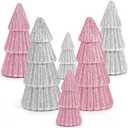 6Pcs Pink Christmas Decor, Tabletop Pink Christmas Tree for Christmas Decorations Xmas Centerpiece for Table Mantel Home Decor