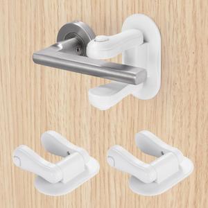 Inaya Door Lever Lock (2 Pack) Child Proof Handle Locks, 3M Adhesive & Easy Installation for Home, Baby-Proof Locks for Kids Safety, Compatible with standard doors (Two Side) White