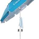 AMMSUN Shade Umbrella, Premium Portable Umbrella with Stand, 6.5ft Lightweight Free Standing Canopy for Sporting Games, Adjustable Instant Sun Protection and Easy to Carry, Light Blue