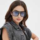 Retro Square Sunglasses, Multiple Colors, UV400 Protection (Black/Blue)