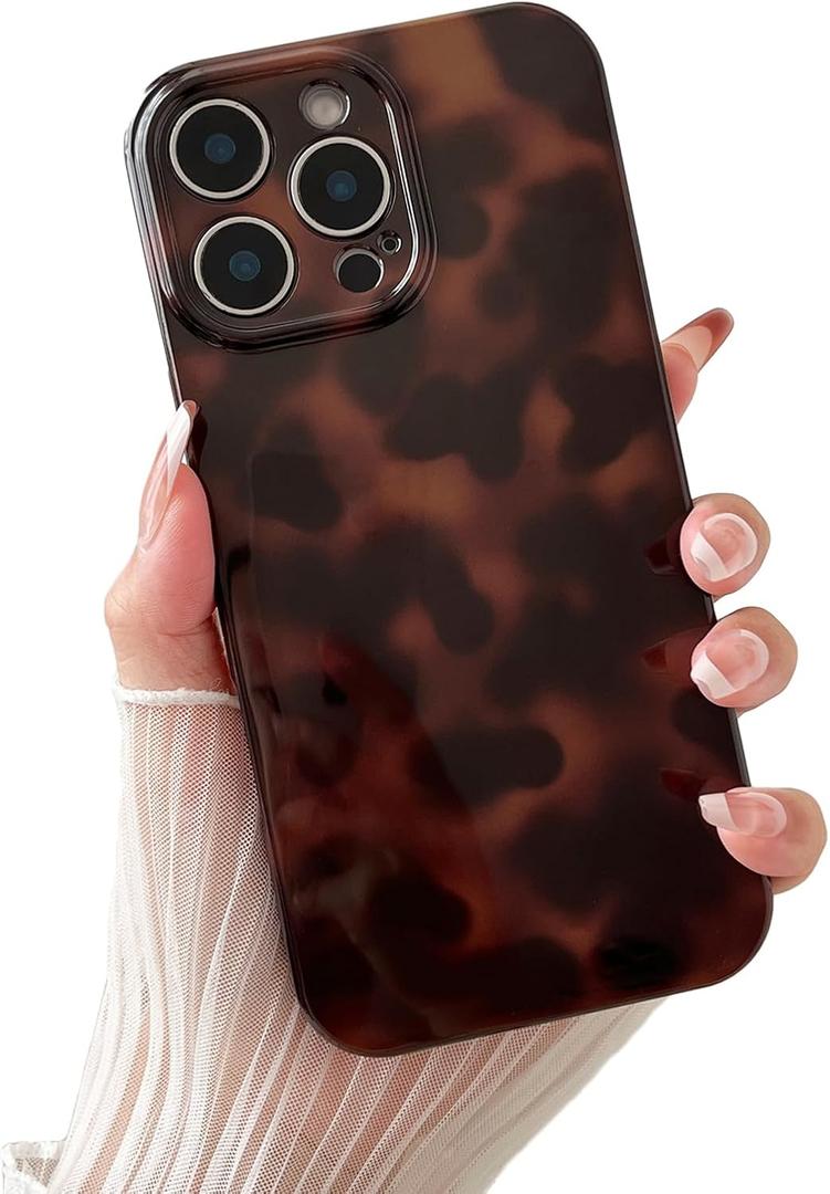 Huahuacase Compatible with for iPhone 15 Pro Max Case, Tortoise Shell Chic Amber Brown Print Leopard, Classic Soft TPU Protective Shockproof Case for iPhone 15 Pro Max 6.7 ''Color2