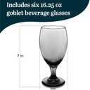 Libbey Classic Smoke Goblet Beverage Glasses, Set Of 6 Timeless Goblet Drinking Glasses - Dishwasher-Safe Glass Goblets for Wines, Smoothies & More, 6 Count