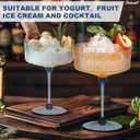 24Pcs Plastic Martini Glasses with Detachable Stems, 10oz Plasitc Ribbed Coupe Glasses Blue Vintage Cocktail Glassware Set Toasting Glasses for Party Wedding Anniversary