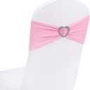WYFMYD Pink Chair Sashes for Wedding 50 Pack Spandex Pink Sashes for Chairs Covers Stretch Chair Sashes Band with Heart Buckle Slider Wedding Sashes Bows for Banquet Party Decorations