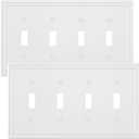2-Pack Quad Toggle Light Switch Cover Plate, 4 Gang Metal Switch Plate Covers, Pure White Pearls Decorative Wall Plate, Corrosion Resistant
