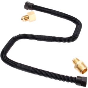24" Non-Whistle Flexible Flex Gas Line with 3/8" Male Flare x 1/2" Male NPT Fitting, 3/8" Male Flare x 1/2" Female NPT Fitting for Natural Gas or Liquid Propane Fire Pit and Fireplace Hose