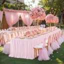 Wish Care 2 Pack Pink Tulle Table Cloth for Rectangle Tables 6FT Ruffle Tutu Stretch Fitted Tablecloths Wrinkle Free Tulle Tutu Skirt Table Cover for Party Wedding Girls Birthday Baby Bridal Shower