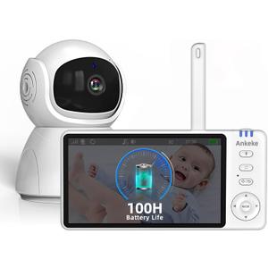 5" Video Baby Monitor with Camera and Audio, 720P HD Wireless No WiFi No App, 2-Way Talk,Voice Motion Detection, 8 Lullabies, 1000ft Long Range, Night Vision, Temperature & Feeding Alarm, 355 PTZ