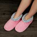 The Metluks Slippers for Women Indoor Soft Sole Fuzzy Sherpa Lined Warm Winter Slipper Socks with Non Slip Grippers (Pink)