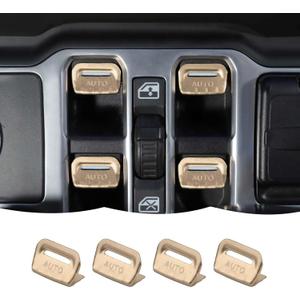 RT-TCZ Center Console Window Button Switch Trim Cover Decoration Interior Accessories for Jeep Wrangler JL JLU & Gladiator JT 2018-2024 Aluminum Alloy,Gold