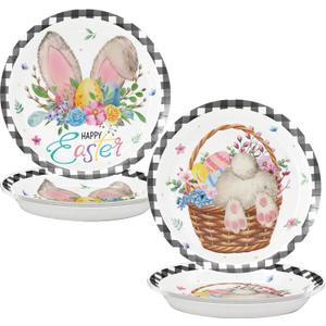 2 x Easter Plates Bunny Rabbit Disposable Paper Plates Watercolor Rabbit Tableware Decoration for Spring Birthday Holiday Easter Bunny Party Supplies (9 Inch)