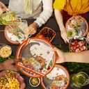 Fall Pumpkin Harvest Party Supply Kit Includes Cornucopia Disposable Paper Dinner Plates, Dessert Plates, Napkins, Cups, and Tablecloth for Thanksgiving Autumn Party Decorations, Serve 25