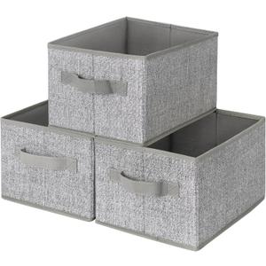 GRANNY SAYS Closet Storage Bins, Storage Baskets for Shelves, Fabric Storage Bins with Handles, Storage Boxes Decorative Containers for Living Room Bookshelf, Gray, Medium, 3-Pack