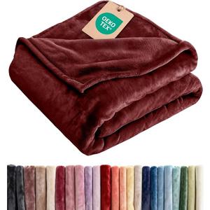 Fleece Blanket Full Size - Ultra-Soft Flannel Fleece Blanket - Burgundy | Soft, Warm, Outdoor Picnic Blanket for Camping, Travel, Lightweight, Cozy, Anti-Static, Home Decor Gifts for Men & Women