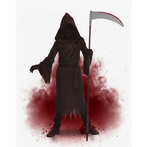 Grim Reaper Costume for Kids Boys - Black Robe With Hood, Ghost Phantom Halloween Scary Cool Reaper Cloak. Black, like new. incomplete