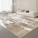 VK·LIVING Washable Rug Modern Area Rug Low Pile Bedroom Rug, Thin Living Room Rug with Non Slip Backing No Shedding Large Area Rug Lightweight Abstract Machine Washble Rug for Home, Brown,  96" x 120"