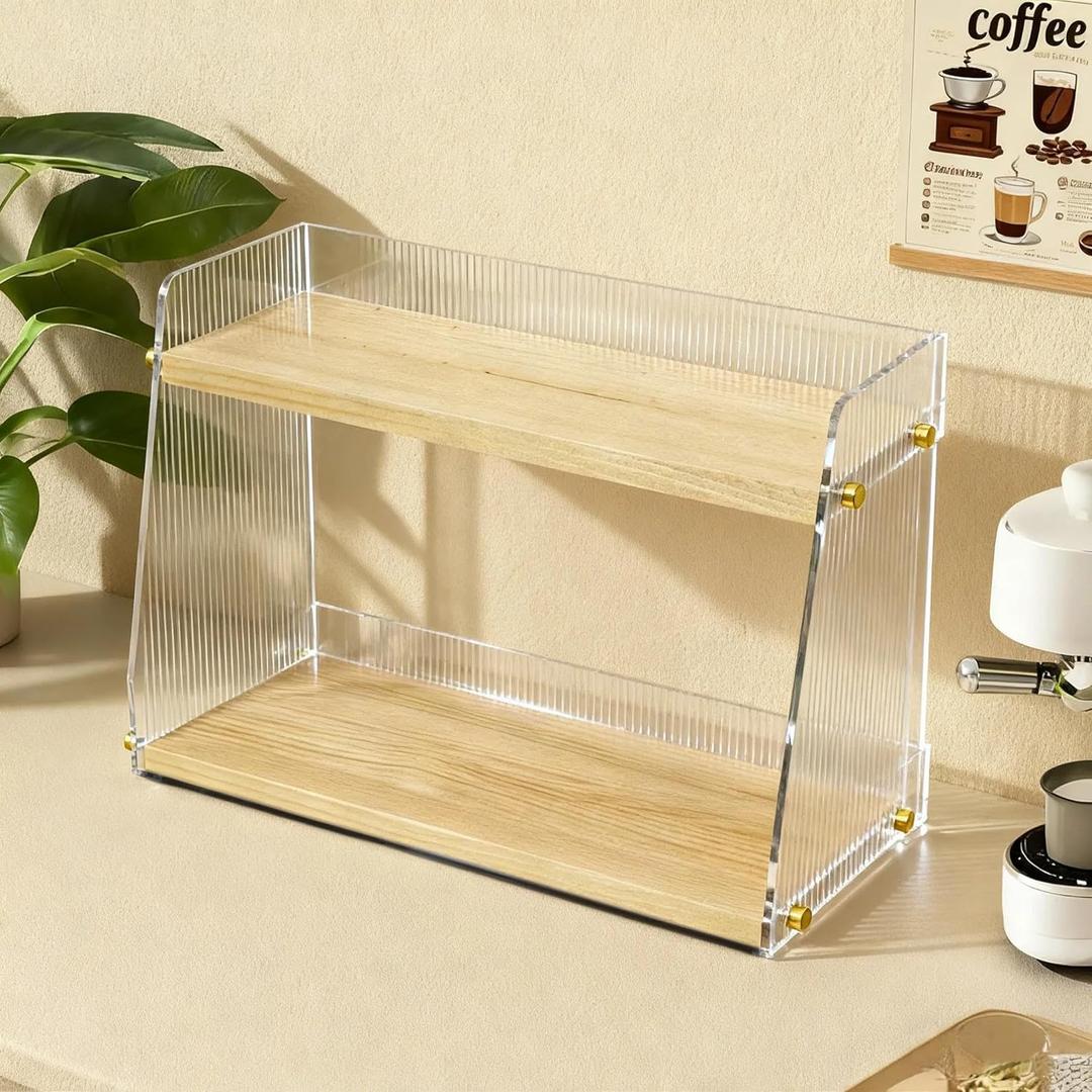 Bathroom Countertop Organizer Shelf - Coffee Bar Station Storage Tray - Matcha Station Whisk Holder Stand - Countertop Holder for Kitchen Dining/Living Room