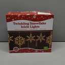 Meonum Twinkling Christmas Snowflake Lights with 6 Drops, 8.8FT 14 of 100 Random Twinkling Mini Bulbs Icicle Lights, Snowflake Christmas Decorations Outdoor for House(Warm White,1 Set)