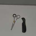 Ontaki Japanese Steel Beard & Hair Shears - Silver, 5.5 in - Precision Sharp Blades for Professional Hair Scissors - Rounded Tips for Mustache Scissors for Men - Finger Rest for Shears for Beard